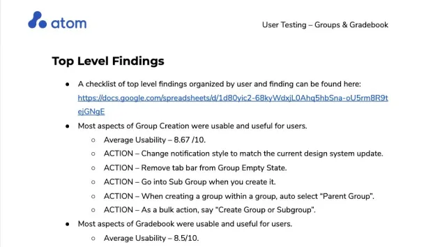 Usability findings from teacher testing