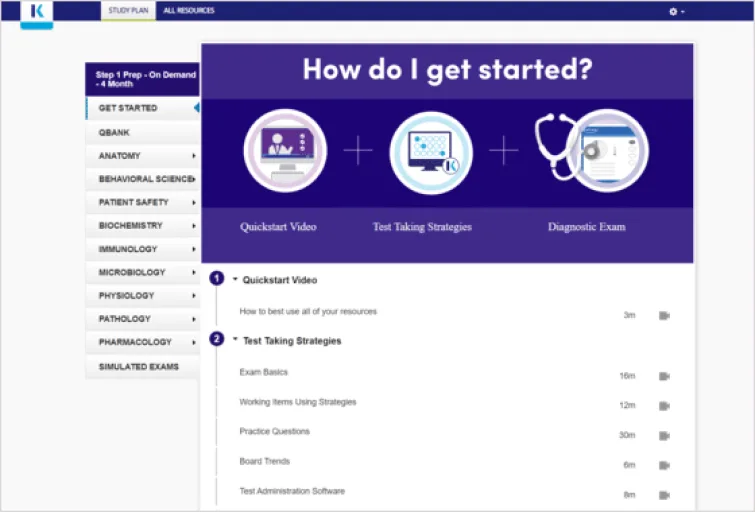 Legacy Kaplan course landing page
