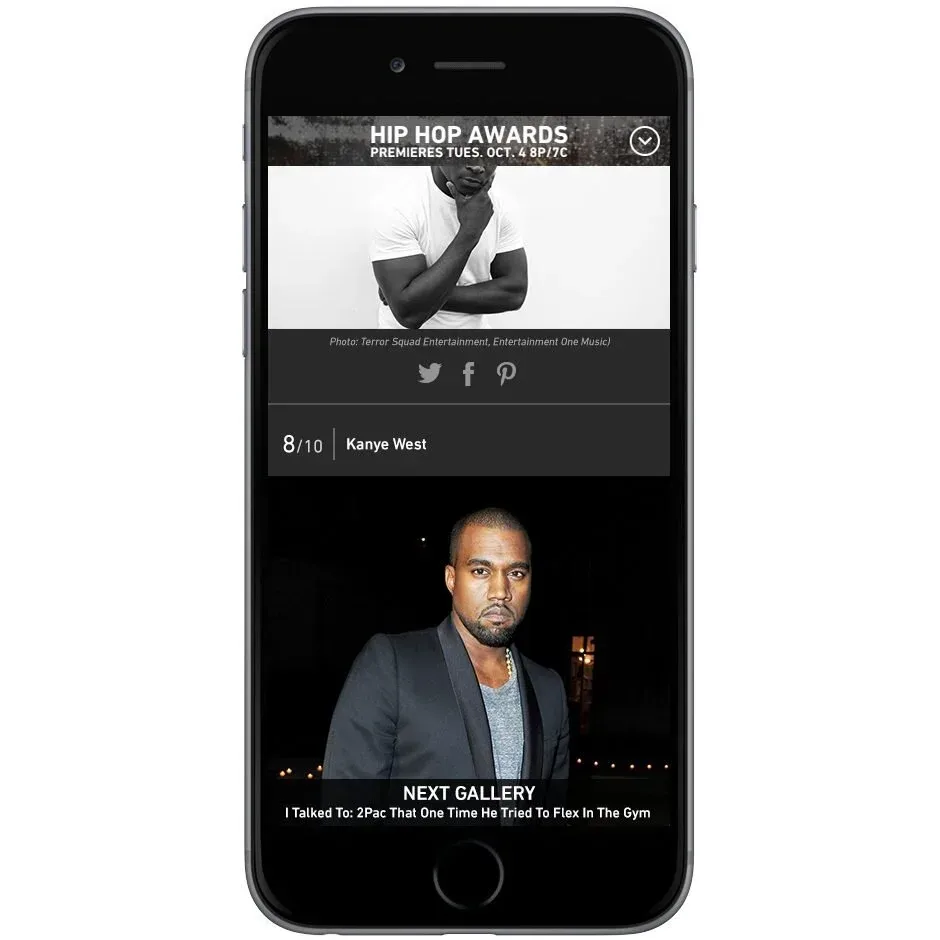 Mobile gallery with stacked images