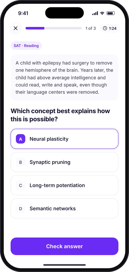 Concept question screen with large answer options
