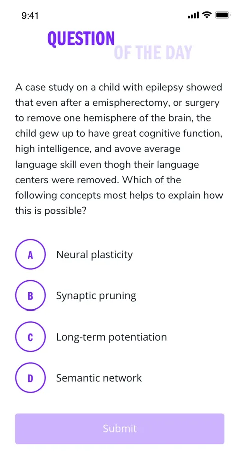 A practice question with four answers