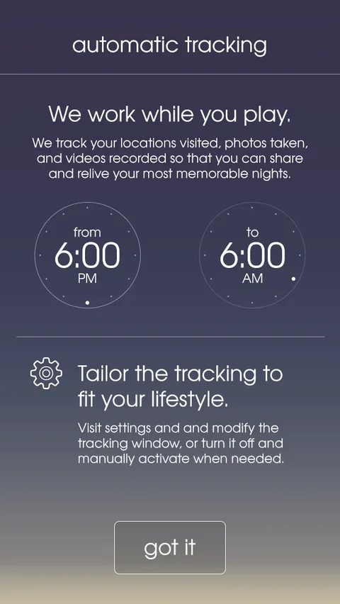 Automatic tracking setup with start and end times