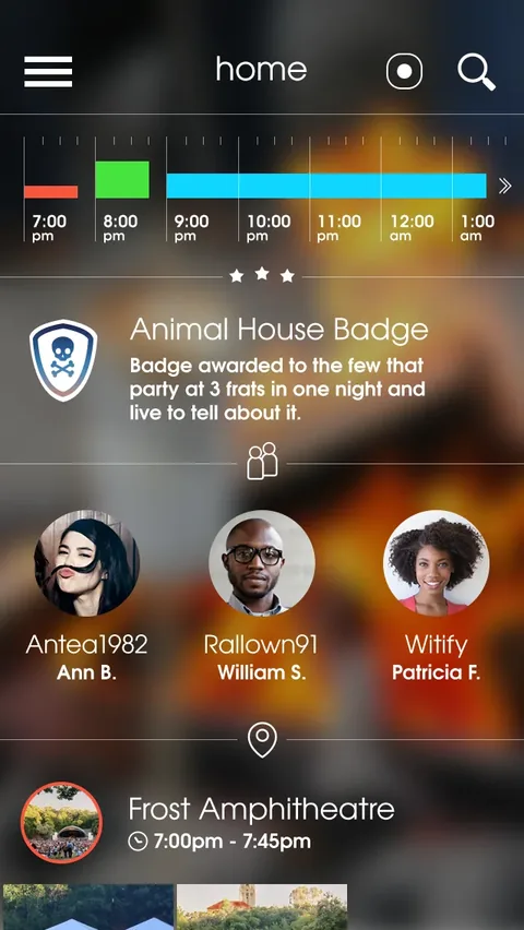 A night with a timeline, badge and friends